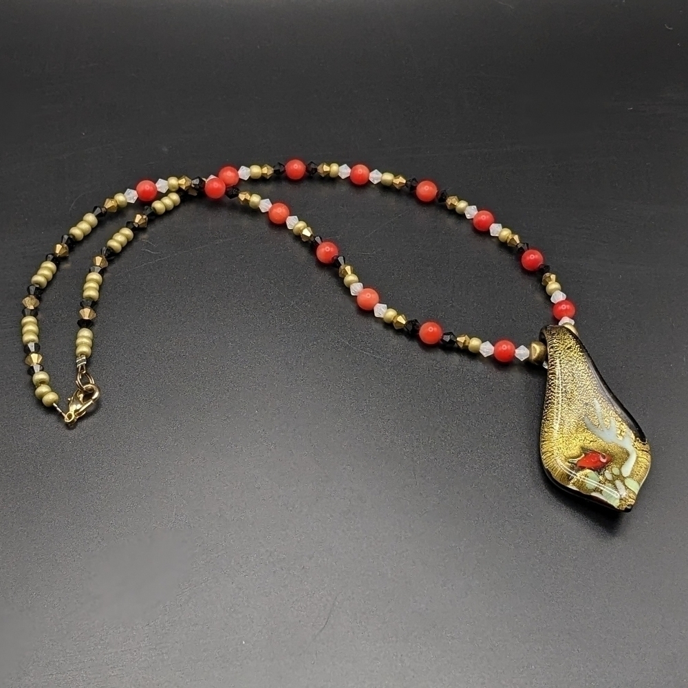 Glass Fish Scene Pendant on Beaded Chain - Lampwork - Picture 5 of 8